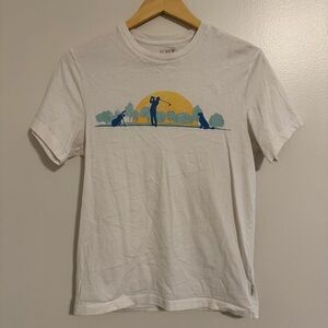 J. Crew White Tee with Blue and Yellow Graphic